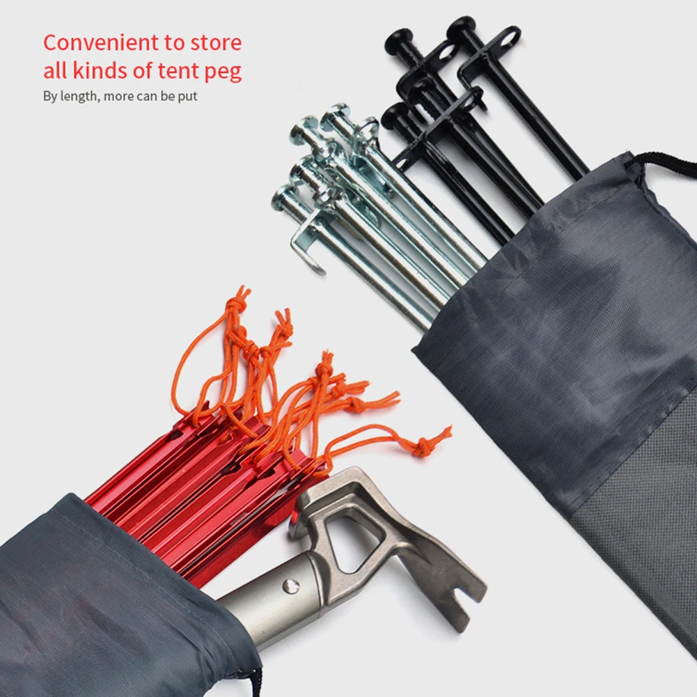 Outdoor Camping Stake Storage Bag Travelling Camping Tent Hammer Wind Rope Tent Pegs Oxford Cloth Ground Nails Storage Bag 5