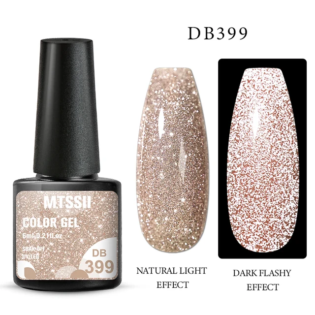 Mtssii Reflective Glitter Gel Nail Polish 6ml Sparkling Auroras Laser Nail Gel Nail Art Varnish Semi Permanent Top Base Gel Q21001 Reflective