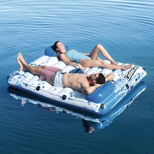 222 × 175 см безвредный ПВХ для окружающей среды квадратный плавающий остров двойной воды кровать пляж коврик надувные матрасы для плавания
