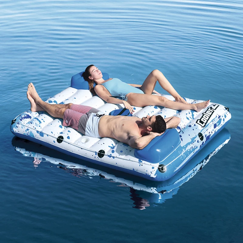 

222×175CM environmental protection PVC square floating island double water bed beach mat inflatable floating row