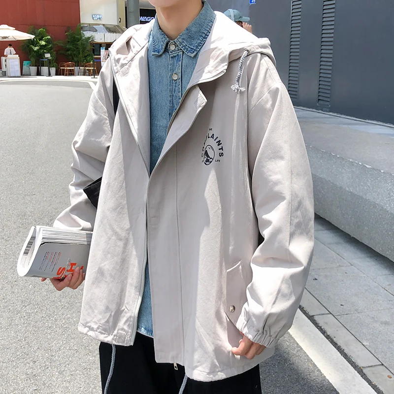 Уличная Мужская куртка осень 2020 новый простой стиль с длинным рукавом капюшоном