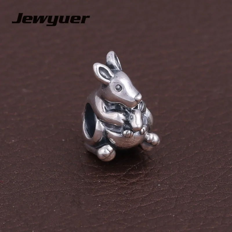 Real Silver sterling Kangaroo Charms 925 sterling silver jewelry fit beads charm bracelet DIY for women Fine jewelry BE357