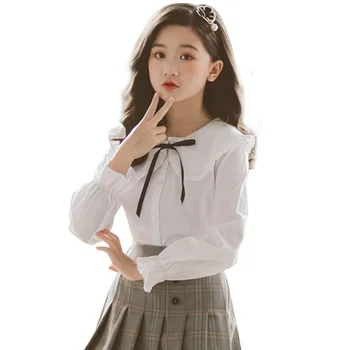 

Blouses For Girls White Shirts For Girl Turn Down Collar Children's Shirts For Girls Teenage Children's School Clothes For Girls