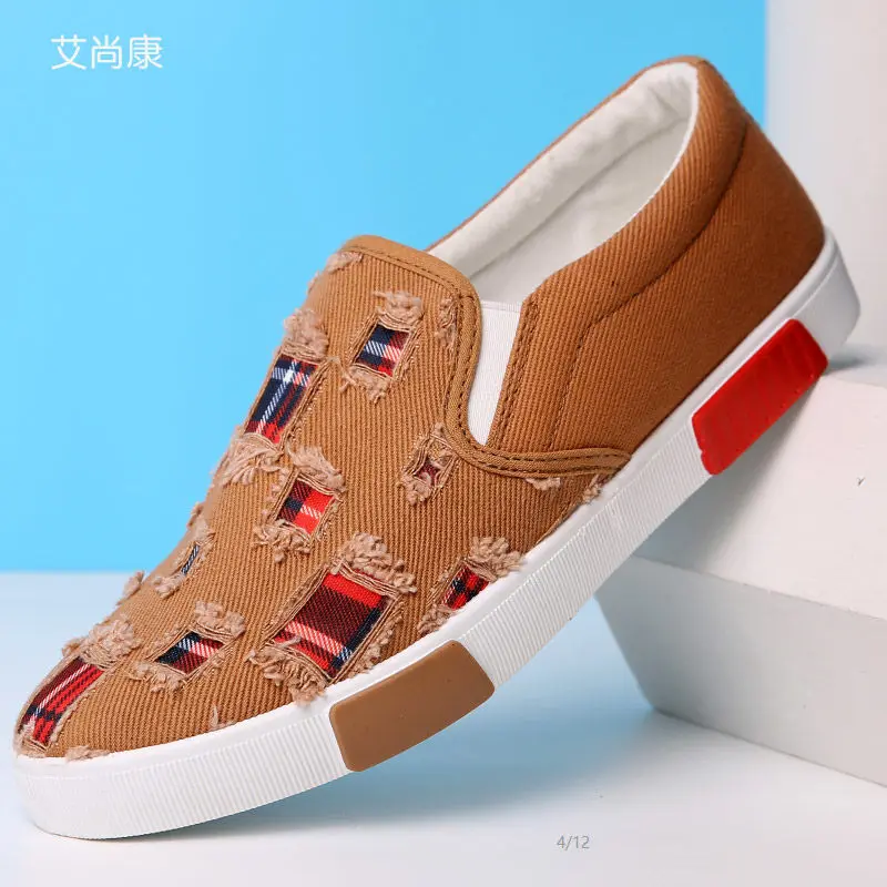 Loafers men canvas sneakers flat round toe boys hole casual sneakers 2020 classic style male sneakers