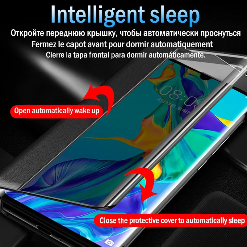 Роскошные Clear View Флип раскладный кожаный чехол для Huawei Honor 9 10 20 8x Коврики P 30 20 10 Lite Pro Smart Y6 Y7 Nova 3 4 IPad Mini
