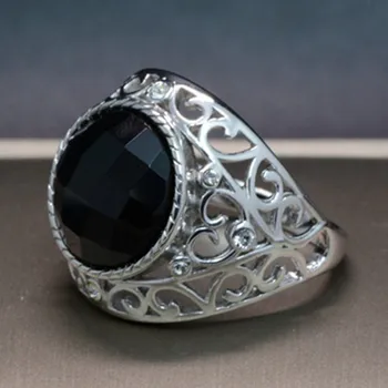 

New 100% real 925 silver ring for Man black onyx men's rings fashion men's jewelry