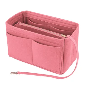 

Storage Bag Portable Insert Felt Organizer Bag Zipper Multi Pocket Handbag Purse Organizer Holder Makeup Travel rangement