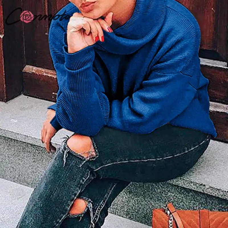  Autumn Winter Women Sweatshirt Turtleneck Solid Color OC0157