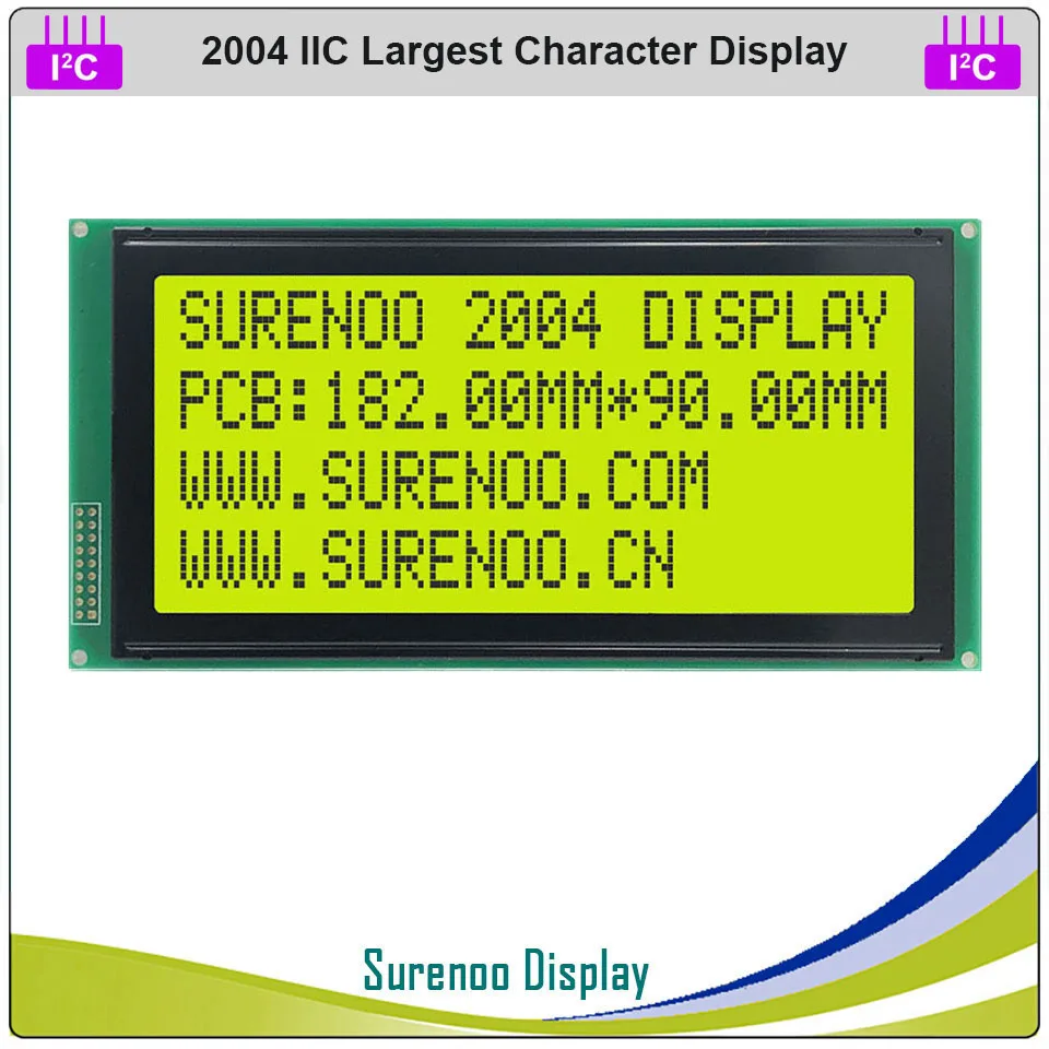 Серийный IIC / I2C TWI 2004 204 20*4 большой символ ЖК модуль дисплей желтый зеленый синий с