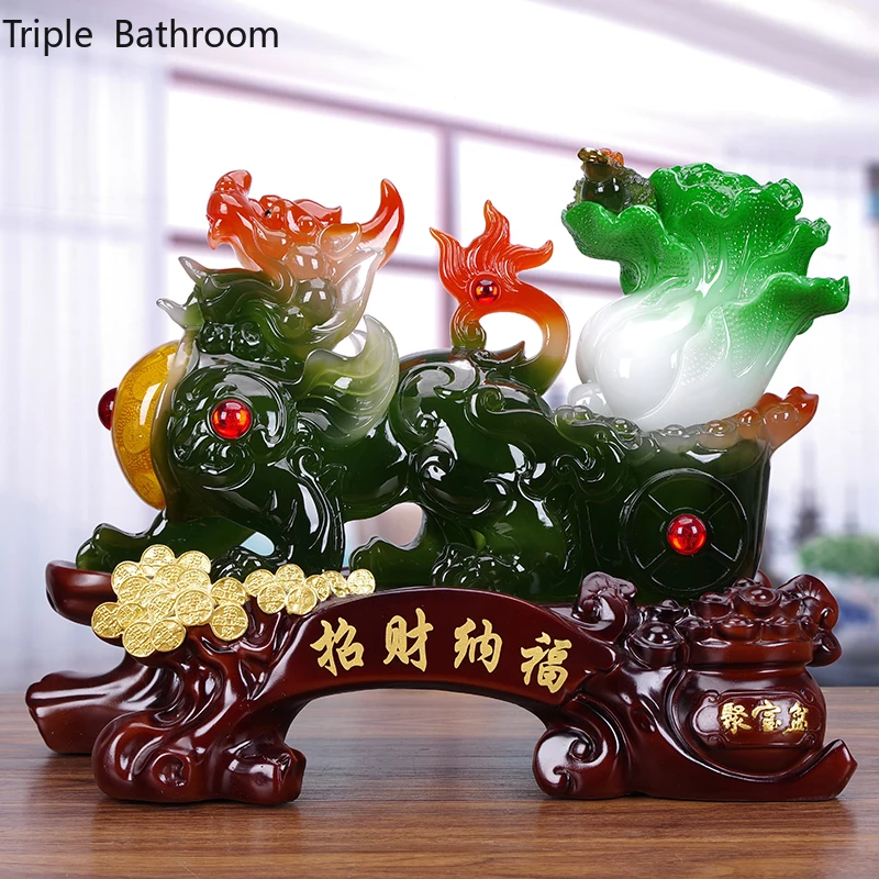 

Chinese Lucky Money Pixiu Resin Ornaments Feng Shui Crafts Home Living Room TV Cabinet Desktop Decorations Opening Gifts