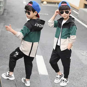 

2019 Spring Autumn Boys Clothes Sets Children Teenager Casual Cotton Hoodies+Pants 2PCS Sports Suit Boys Tracksuit Outfits 4-14T