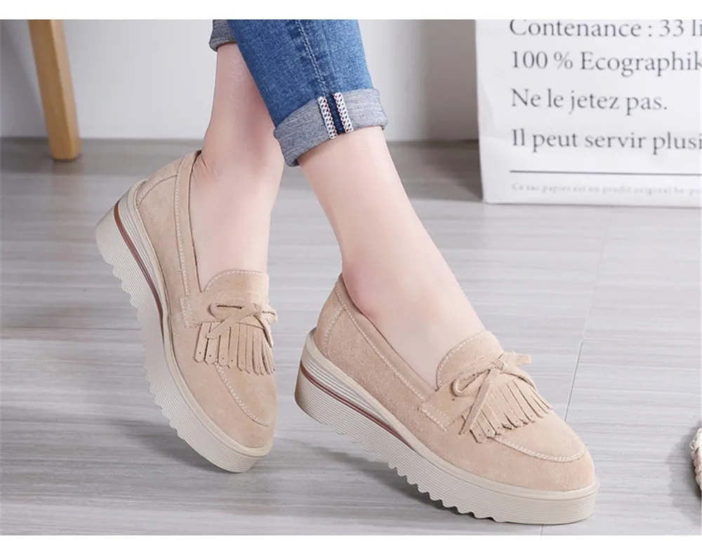 HX 2859-2019 Fashion Tassel Women's Platforms Shoes Genuine Leather Womans Sneakers-11
