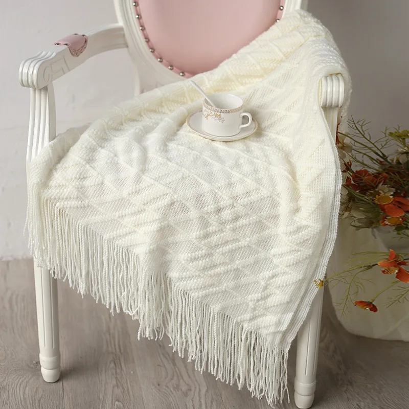 Мягкое кашемировое Клетчатое одеяло в скандинавском стиле, вязаное одеяло с кисточкой, для дома, офиса, кровати, чехлы для дивана 130x170 см