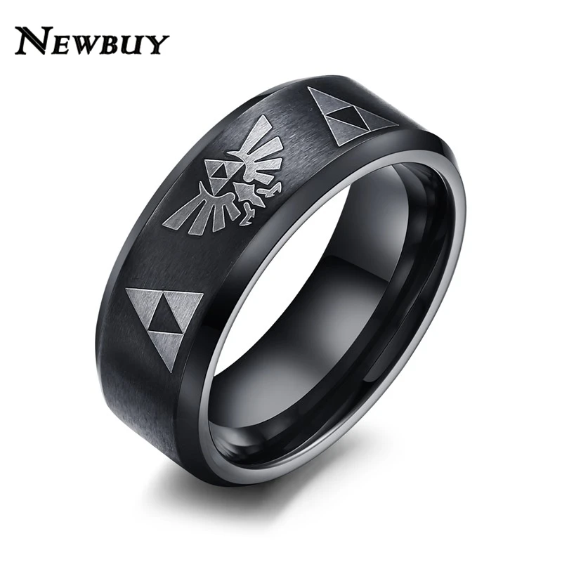 NEWBUY Модные мужские панк ювелирные изделия 8 мм широкий нержавеющая сталь черное