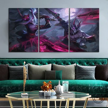 

League of Legends Blood Moon Master Yi&Katarina LOL Game Poster Paintings HD Wall Picture for Bedroom Decor