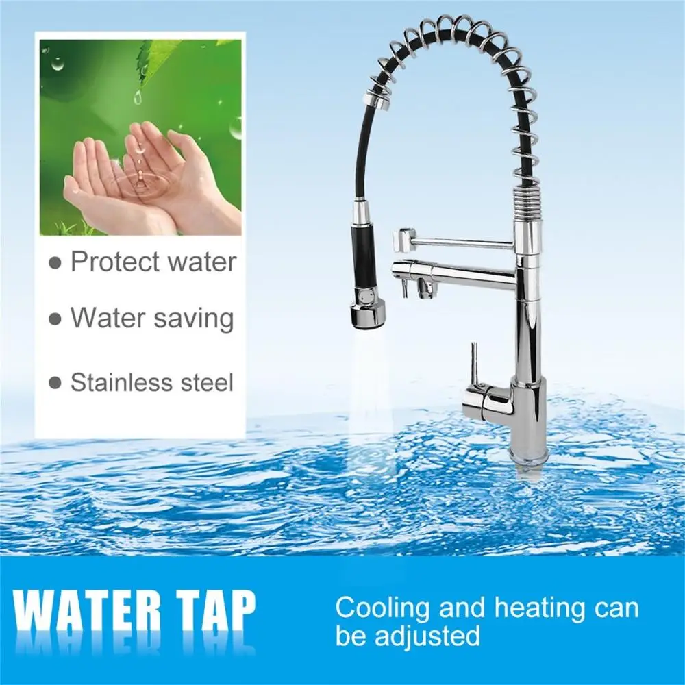 

Kitchen Bathroom 360 Degree Swivel Mixer Cold And Hot Single Hole Water Tap Washbasin Silver Single Handle Faucet