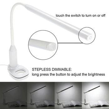 

Newly LED Flexible USB Touching Desk Lamp with Dimmable Clip for Study Reading Night Light
