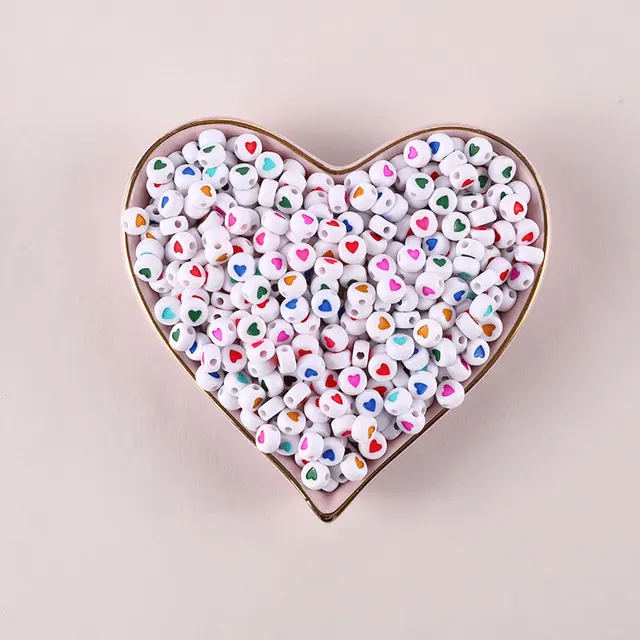 100/200/500pcs Heart Beads For Jewelry Making Acrylic Mixed Beads With Letters For Bracelet Handmade Diy Bracelet Necklace 2021 4x7mm 34
