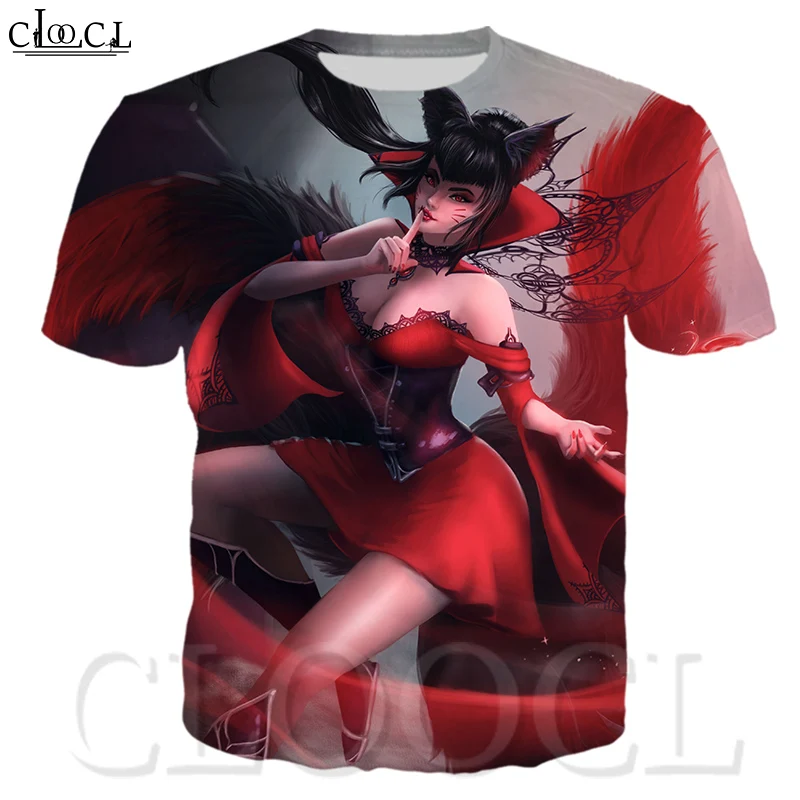 Популярная футболка Ahri для мужчин/женщин Повседневная Футболка Harajuku с 3d принтом