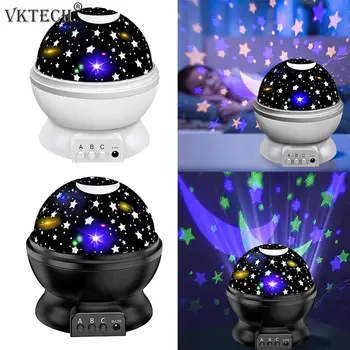 

Rotating LED Projector Light Starry Sky Projector Lamp Battery/USB Powered Night Light for Children Kids Gifts Bedroom Decor