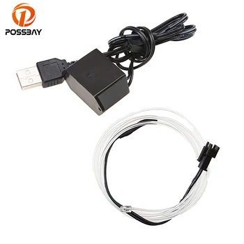 

POSSBAY Flexible EL Wire Neon Car LED Strip Light Glow Tube Party Decorative 5M Car Styling 10 Color + USB Controller