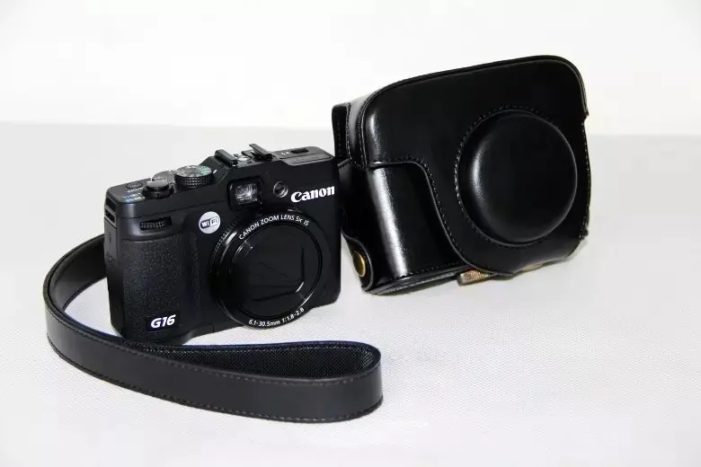 Canon powershot g15 g16用ショルダーストラップ付きpuレザー