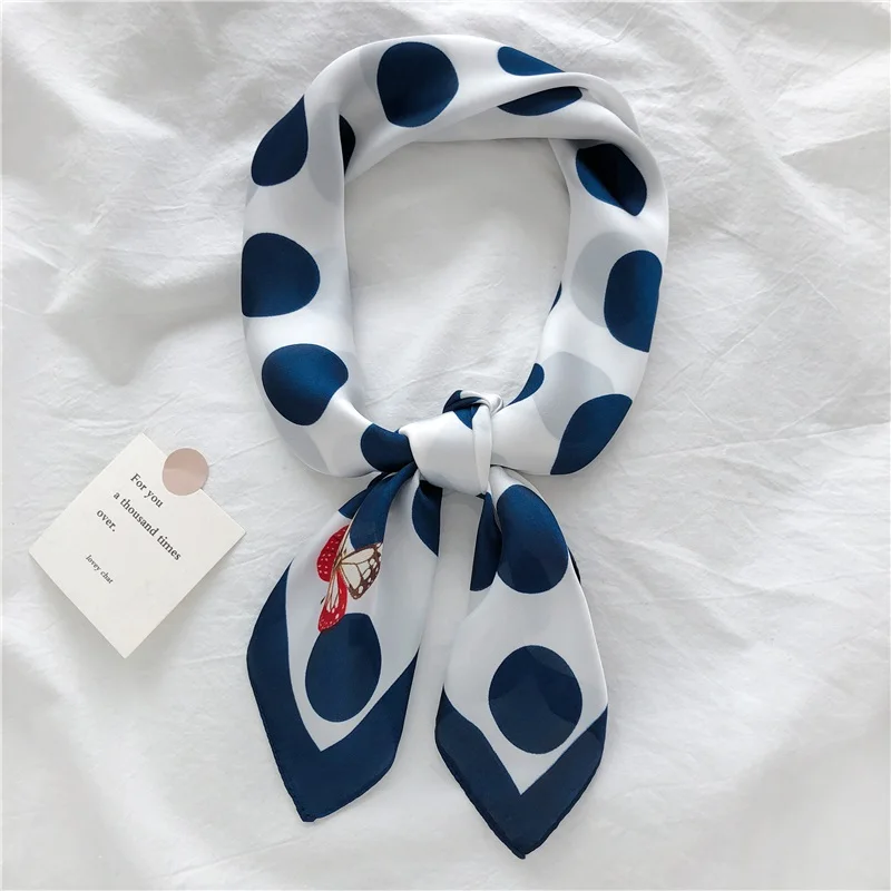 Luna&Dolphin Women Spring  Square Scarf 70X70CM Green Dot Rose Cartoon Chiffon Silk  Elegant Flower Camera Headband Hair Bandana 6