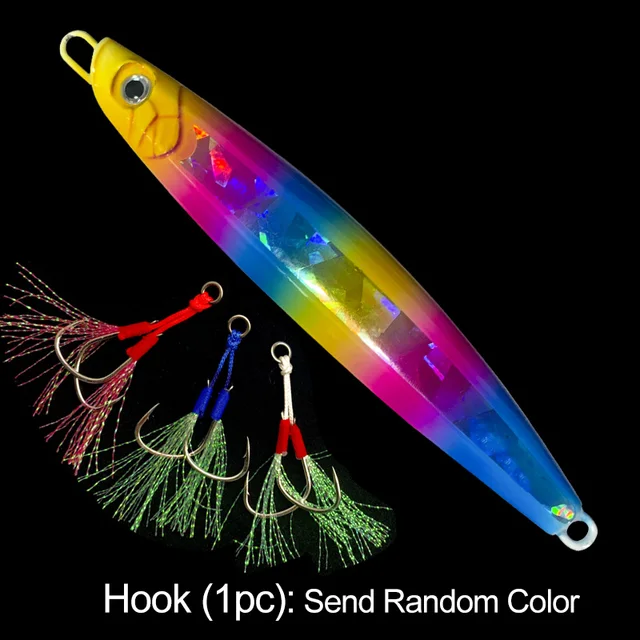 OBSESSION 180g 220g Slow Metal Jigging Lure Glow Fishing Lure Bait Lure Bait Slow Fall Jigs Fishing Jig Saltwater Lure Tackle JIG7H-Rainbow