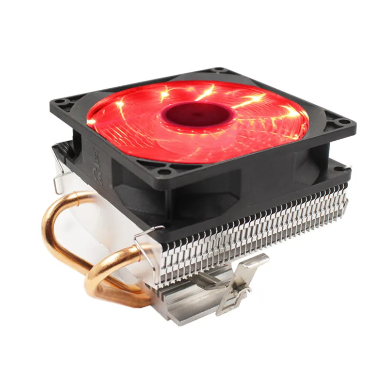 RGB светодиодный кулер охлаждения процессора 2 heatpipe cpu вентилятор 3Pin ПК охлаждения 90 мм вентилятор радиатора для LGA/775/1158/1366/AM4/AM3/AM2+/AM2 - Цвет лезвия: Red Light 90mm