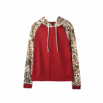 

fashion patchwork leopard woman hoodies sweatshirt spring 2020 casual loose long sleeve hooded black female sweatshirt