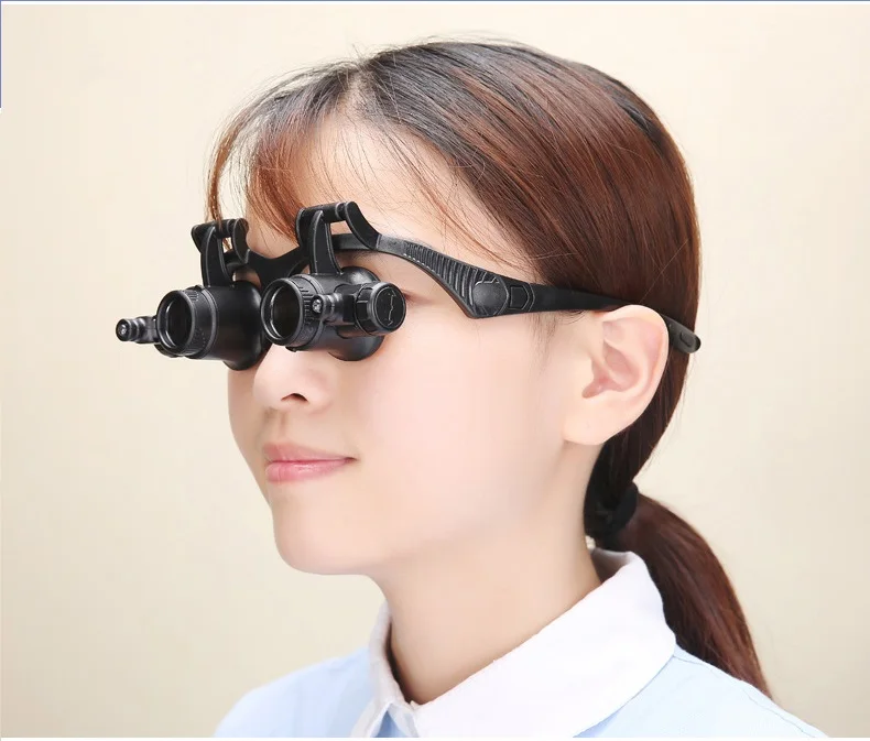 16 Lens Binocular Glasses Magnifier 2 LED Eyewear Magnifying Glass Black Watch Repair Magnifier Loupe Reading Jewelry Lupa