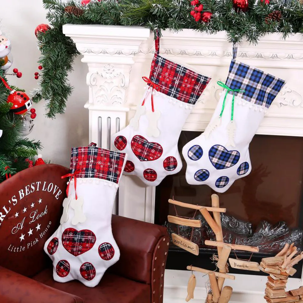 Рождественские украшения сетчатые чулки сумка для питомца собаки кошки рождественские товары Рождественская игрушка украшения Новогодний подарок