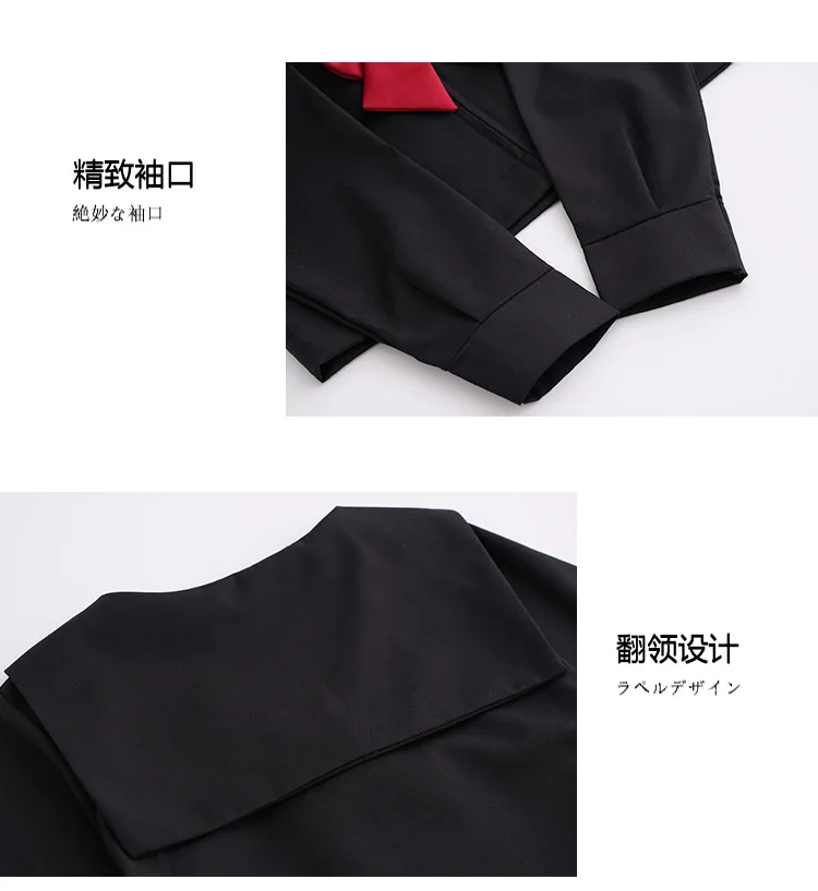 Black School Dresses Jk Uniforms Sailor Suit Anime Japanese School Uniform For Girls High School Students Pleated Skirt With Bow