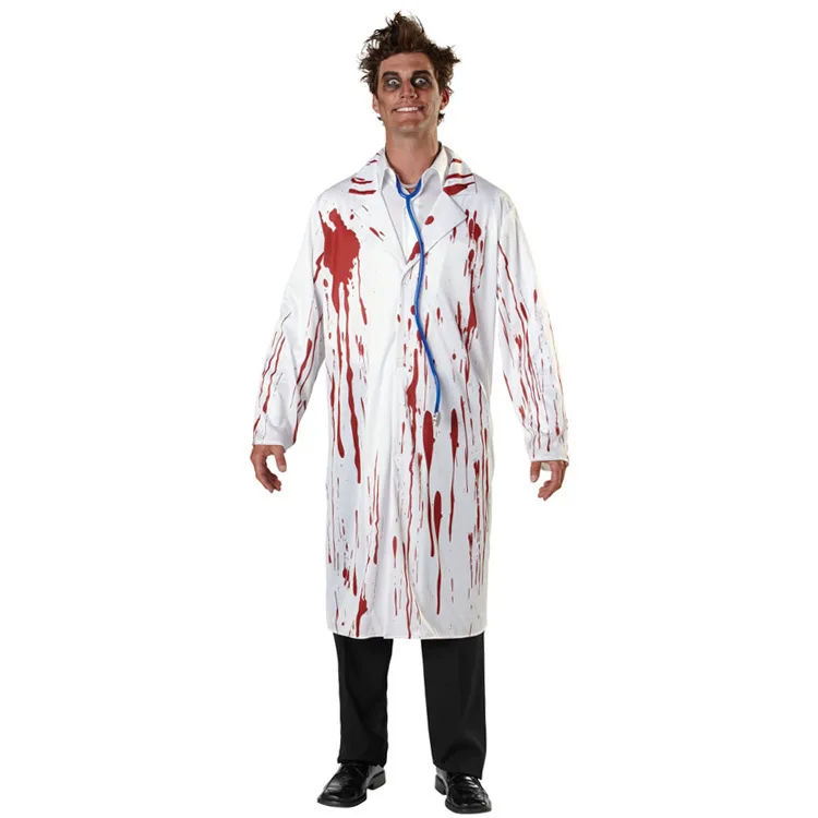 Disfraz de Halloween para hombre y mujer, traje blanco con capa de terror  para enfermera, Zombie sangriento, Cosplay de miedo, ideal para carnaval,  parejas, cirujano, trajes de vampiro de terror - AliExpress