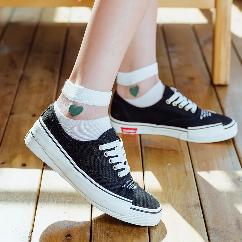 

Glass Silk Love Boat Socks Fashion College Style Stitching Card Stockings Japanese Low Cut Socks Socks Women Cute Socks Kawaii