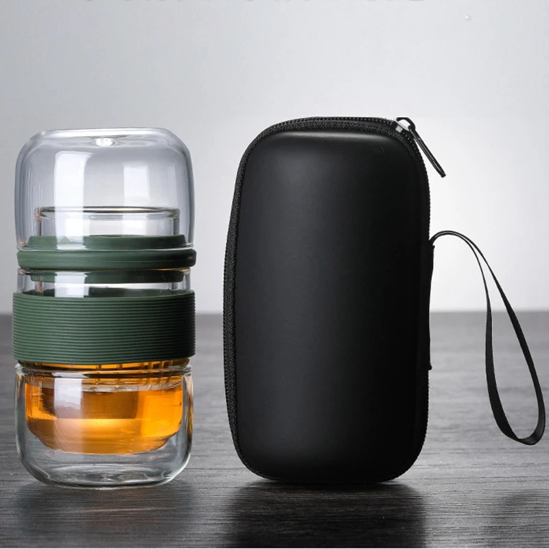 420Ml Portable Tea Infuser Bottle Water Bottle Chinese Tea Strainers Simple Teapot Heat-Resistant Black Tea Teapot Office Kung F