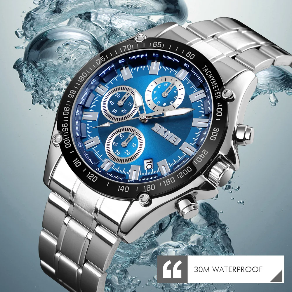 

SKMEI New Quartz Watch Men Stainless Steel Strap Waterproof Watches Date Clock Man Fashion Casual Watch relogio masculino 1393