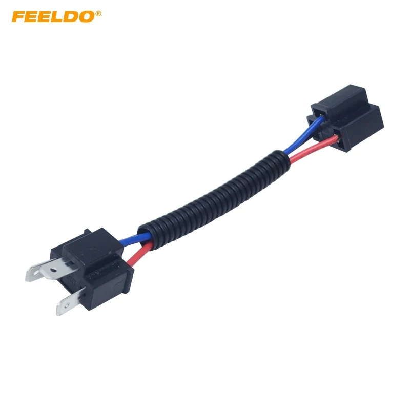 

FEELDO 1Pc Car Headlight Cable H4 Male To Female Connector Plug Lamp Bulb Socket Automotive Wiring Adapter Holder #AM6001