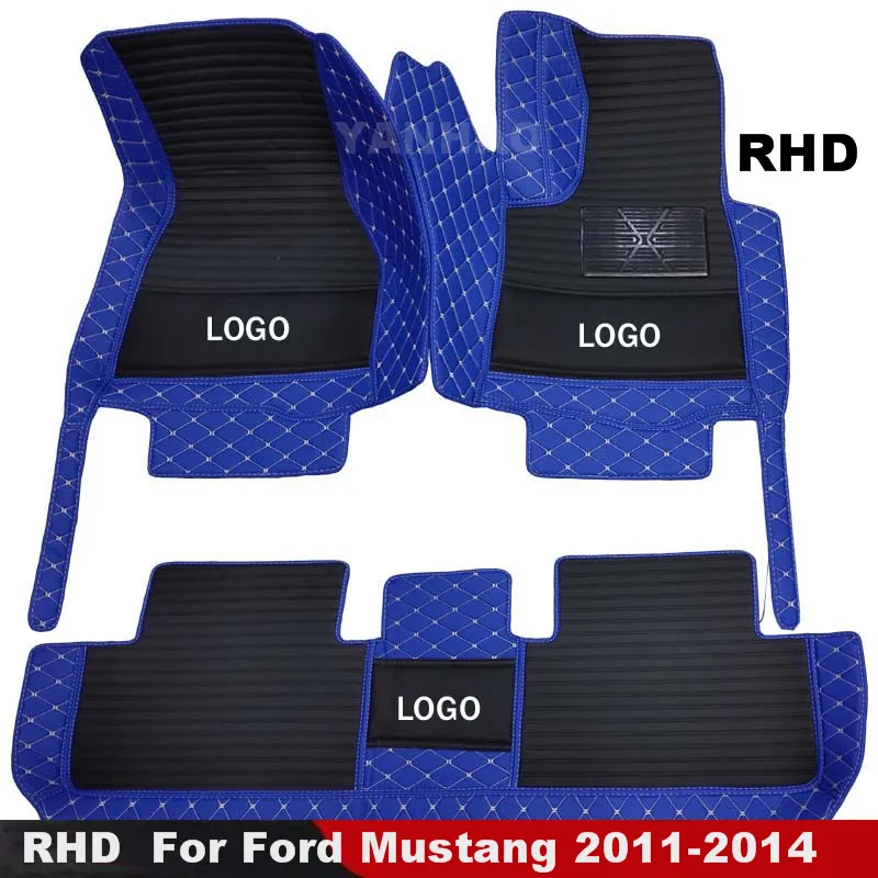 

RHD Carpets For Ford Mustang 2014 2013 2012 2011 Car Floor Mats Artificial Leather Waterproof Styling Auto Interior Accessories