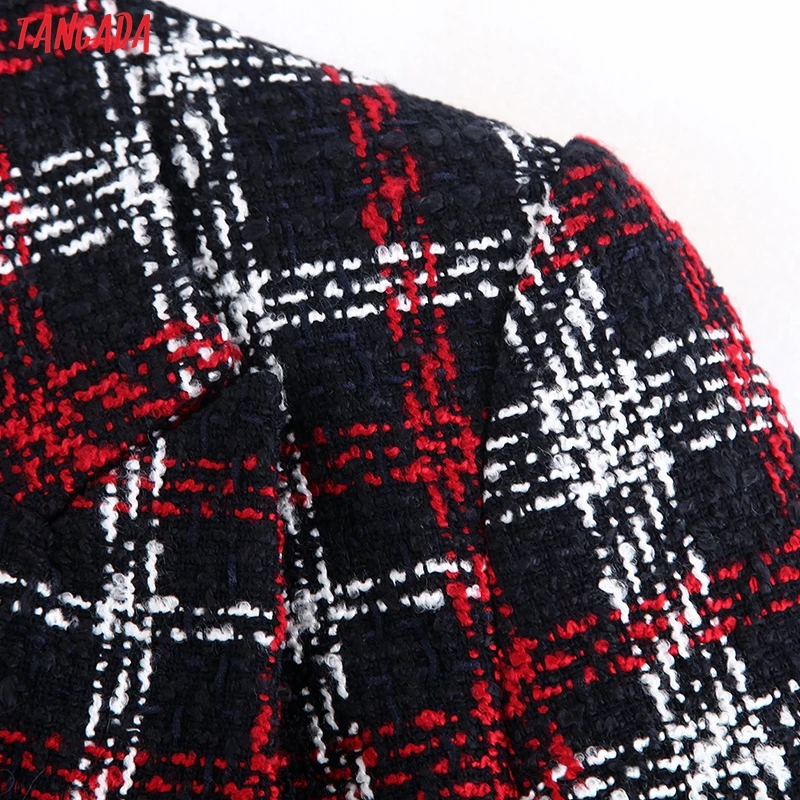 Koop Tangada Vrouwen Dikke Tweed Jassen Jas Rode Plaid Losse Lange Mouwen Pocket 2019 Dames Elegante Herfst Winter Jas BE18