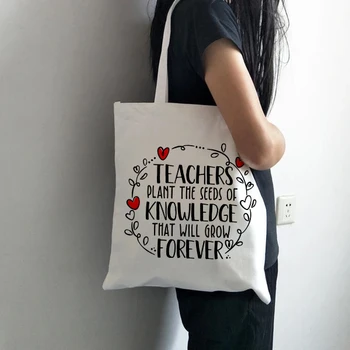 

Teachers Gift Teacher Tote Bag Unisex Casual Shoulder Bag Foldable Zipper Unisex Colored Pocket Bag Hangbag