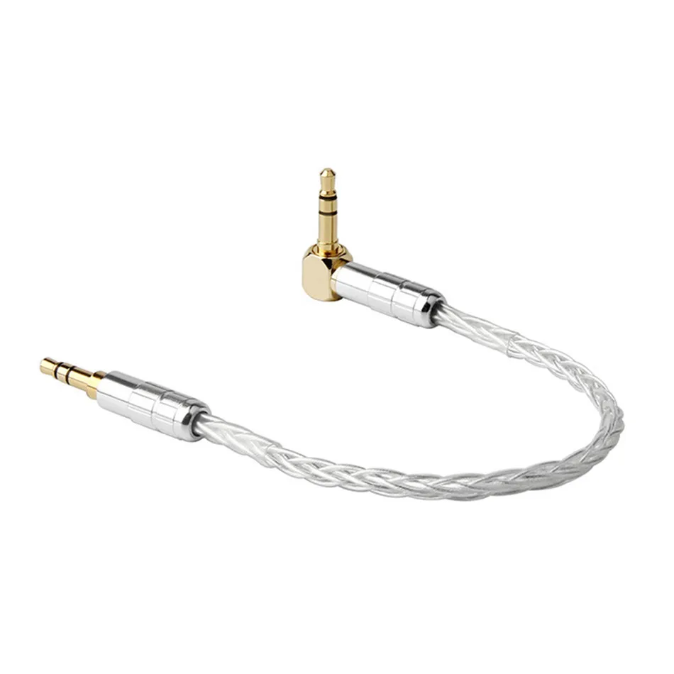 3 Poles 3 5mm Jack Aux Cable Male to Male Audio Cable Car Headphone Speaker Line Gold Plug Extension Headset Cord 20cm Silver