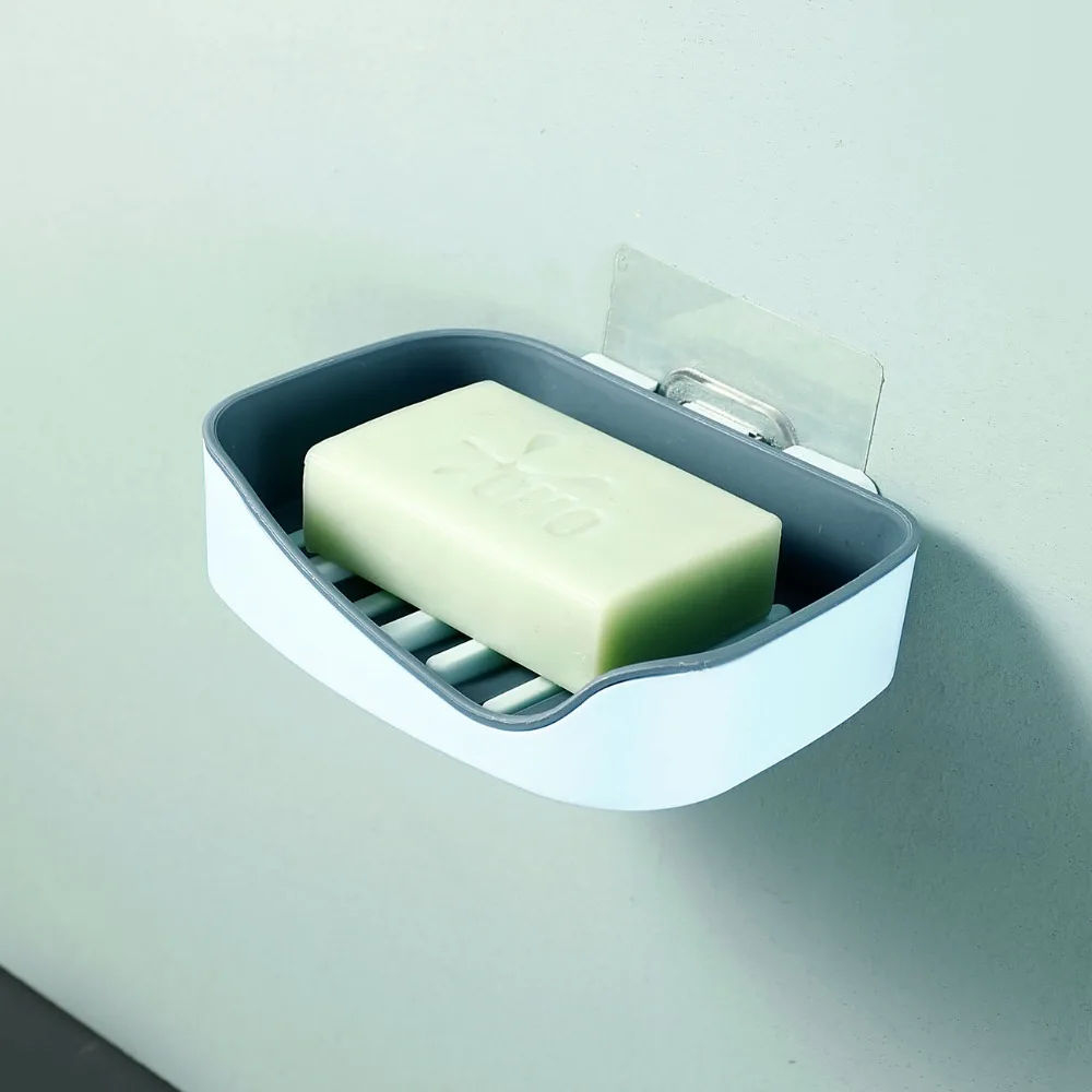 Double Layer Drain Soap Rack Wall Hanging Soap Box Bathroom Free Punch Soap Rack Travel Portable Soap Storage Box