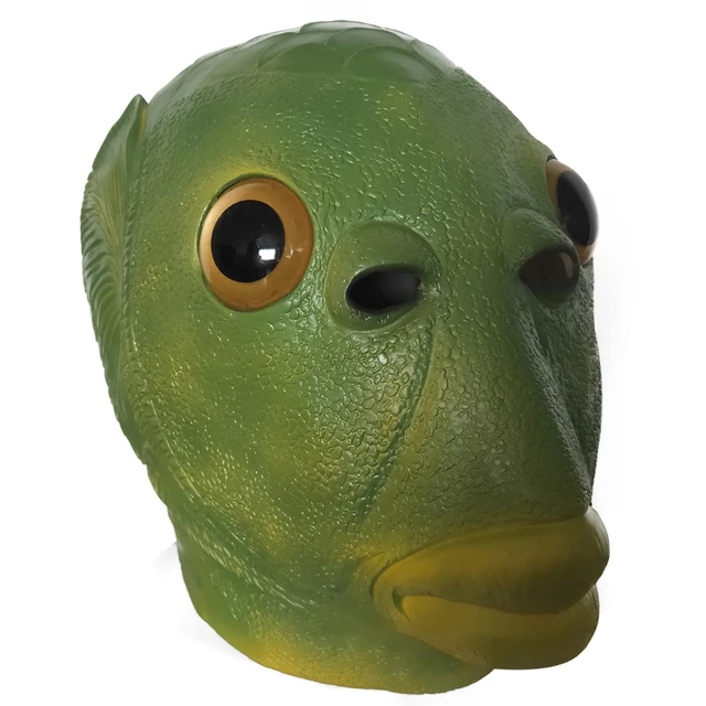 1pcs Green Headgear Run Boba Mask Green Fish Mask LatexProm Party Spoof Weird Fish Green Fish Mask Latex - AliExpress