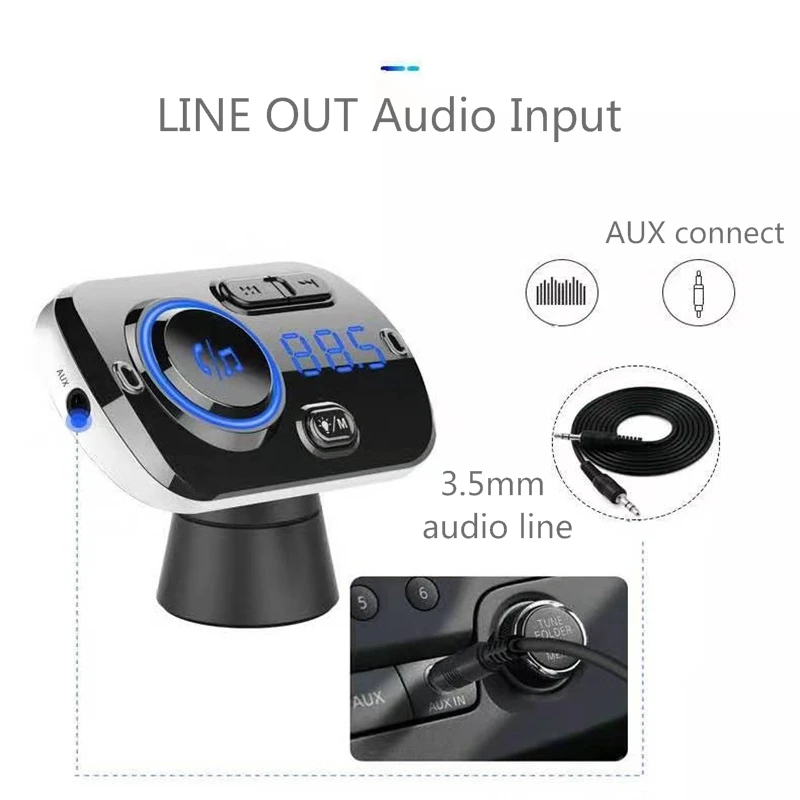 Автомобильный MP3 Bluetooth 5,0 красочные огни умная Быстрая зарядка без потерь музыка отключение памяти Двойное Подключение устройства HD вызов