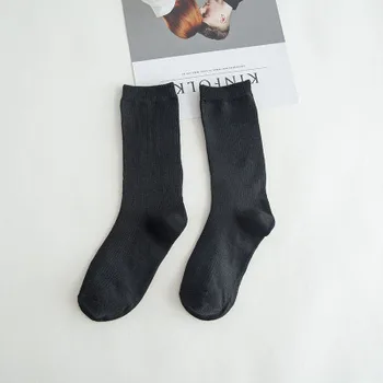 

2020 Women's Fall Day Thin Cotton Short Socks Solid Color Medium Tube Socks
