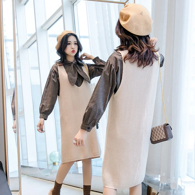 Pregnant women autumn suit loose casual pregnant women sweater long paragraph out large size skirt two sets of women