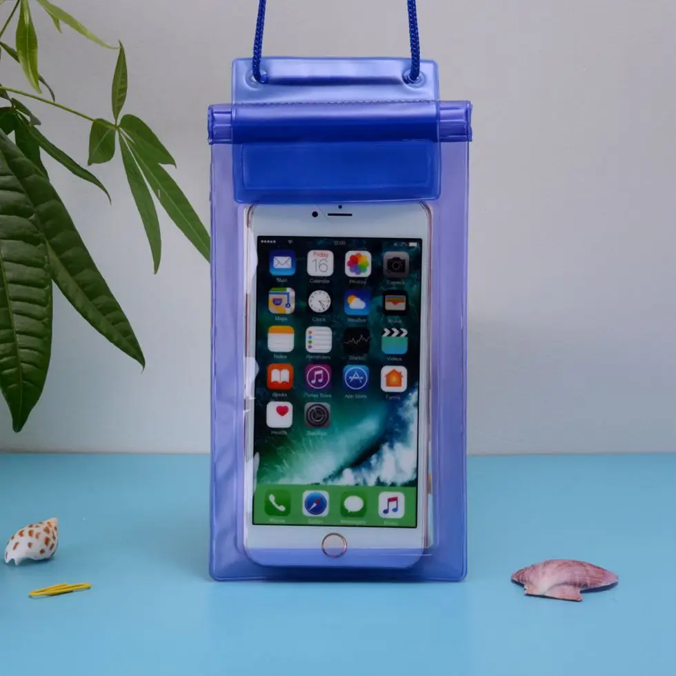 Водонепроницаемая сумка для телефона, смартфонов для iphone, samsung, чехол для мобильного телефона, для подводного плавания на открытом воздухе, сухие сушильные сумки, чехол и ремень - Цвет: Синий