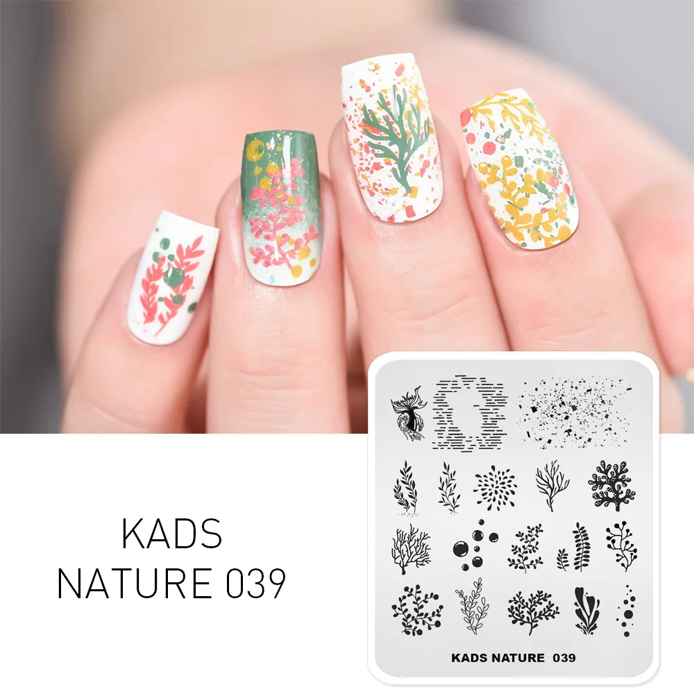 KADS Рождественский дизайн ногтей штамп шаблон ногтей штамповка пластины изображения Маникюр трафарет дизайн красота инструменты для ногтей 3D печать - Цвет: NATURE 039