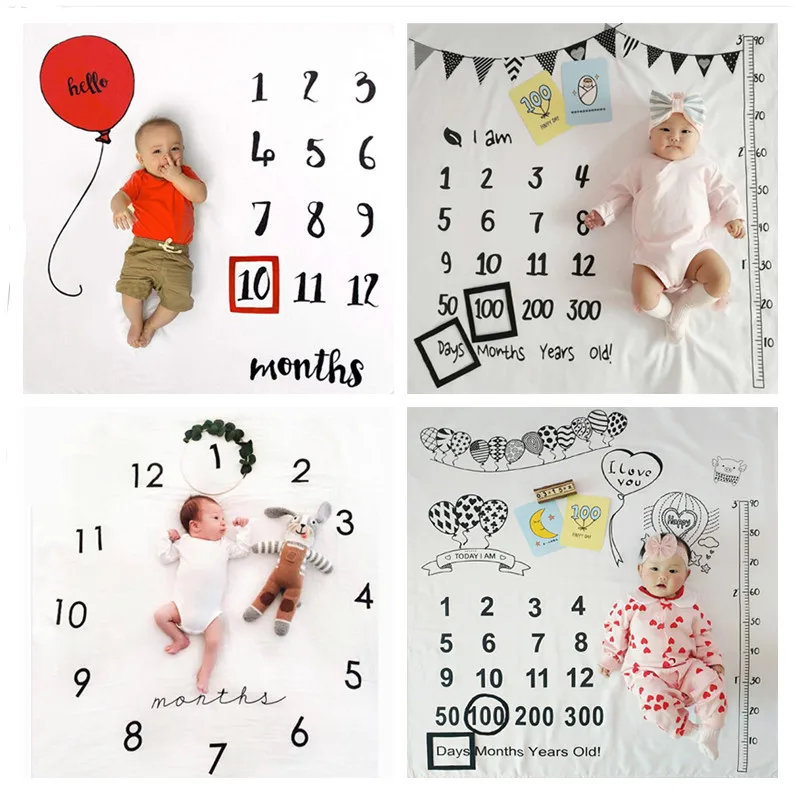Newborn Baby Monthly Growth Milestone Blanket Photography Prop Background Cloth 